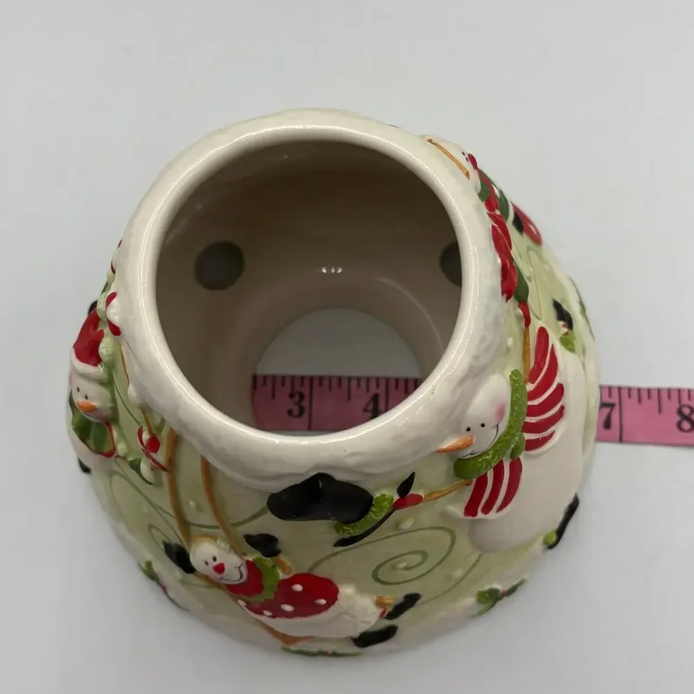 Yankee Candle Large Jar Candle Shade Topper Christmas Ceramic Holiday Snowmen